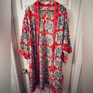 Max Studio Floral Kimono with Red and Blue Accents, size 2X